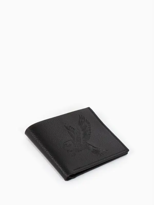 Портмоне мужское без застёжки, отдел для купюр, монет и карт, чёрное