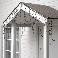 Гирлянда &laquo;Бахрома&raquo; 3&times;0.6 м, IP65, УМС, тёмная нить каучук, 108 LED, свечение белое, 220 В