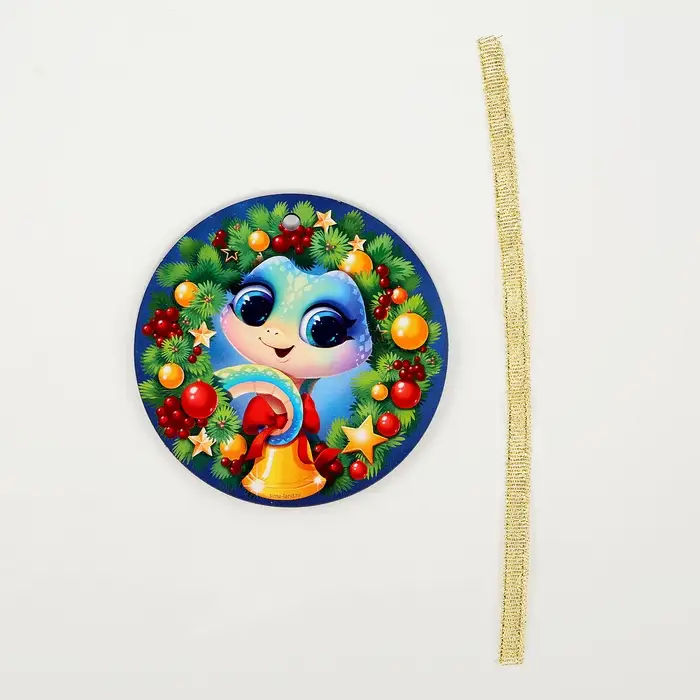 Ёлочная игрушка - подвеска деревянная «Новый год! Змея», символ года 2025 Ёлочная игрушка - подвеска деревянная «Новый год! Змея», символ года 2025