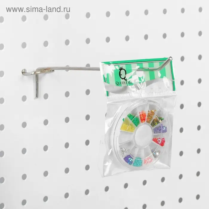 Крючок одинарный для металлической перфорированной панели, d=3.5 мм, L=20 см, цвет хром Крючок одинарный для металлической перфорированной панели, d=3.5 мм, L=20 см, цвет хром