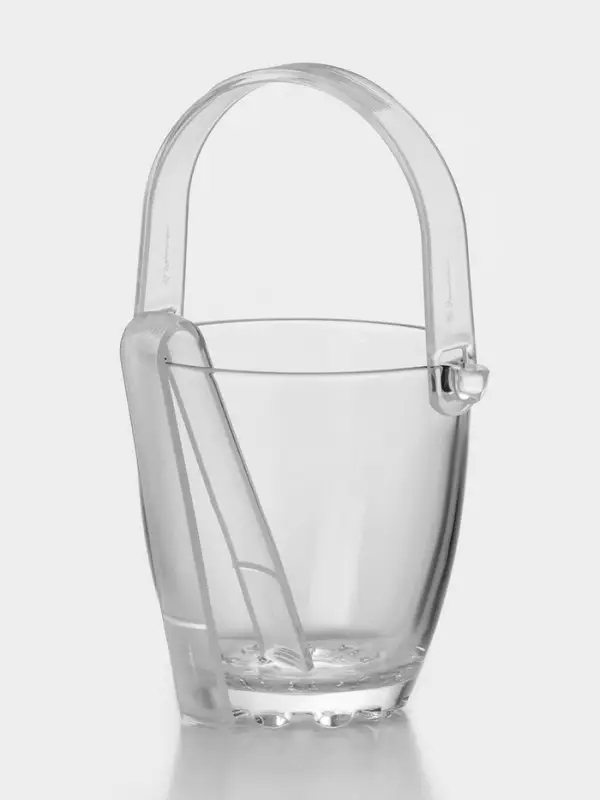 Ведро для льда с ручкой и щипцами Sylvana, 650 мл, h=13 см, стекло, прозрачное
