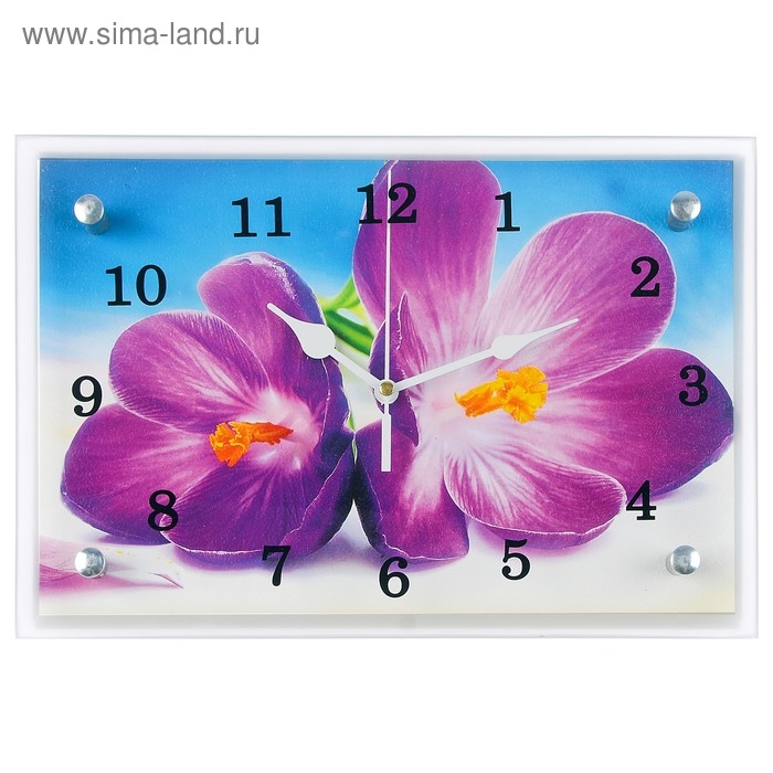 Часы-картина настенные, серия: Цветы, "Сиреневые цветы", 20х30 см