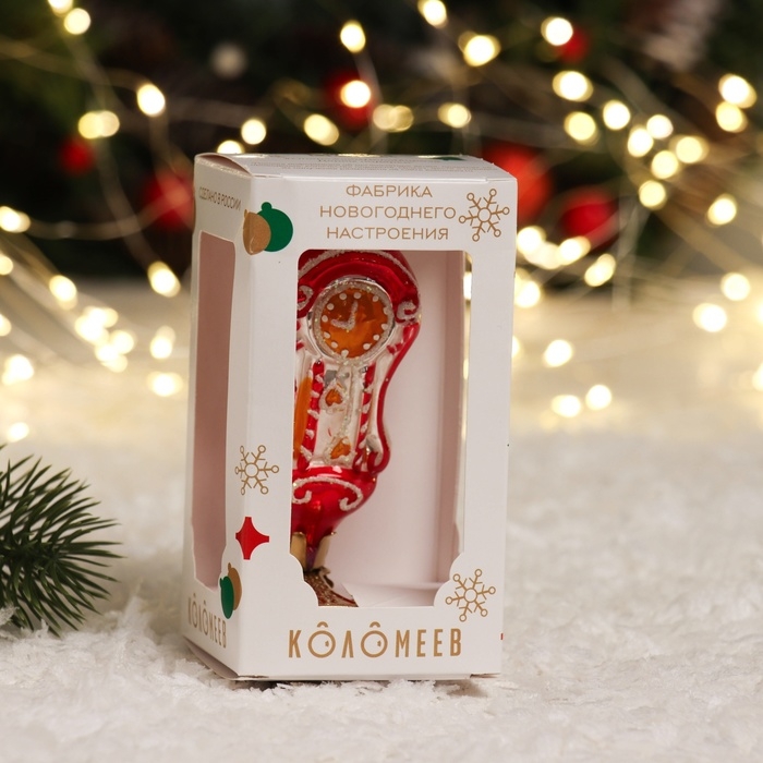 Ёлочное украшение Ёлочное украшение "Часы на прищепке" красный, в подарочной упаковке