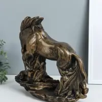 Фигура "Лошадь с жеребёнком" 30х30х12 см, чёрное золото