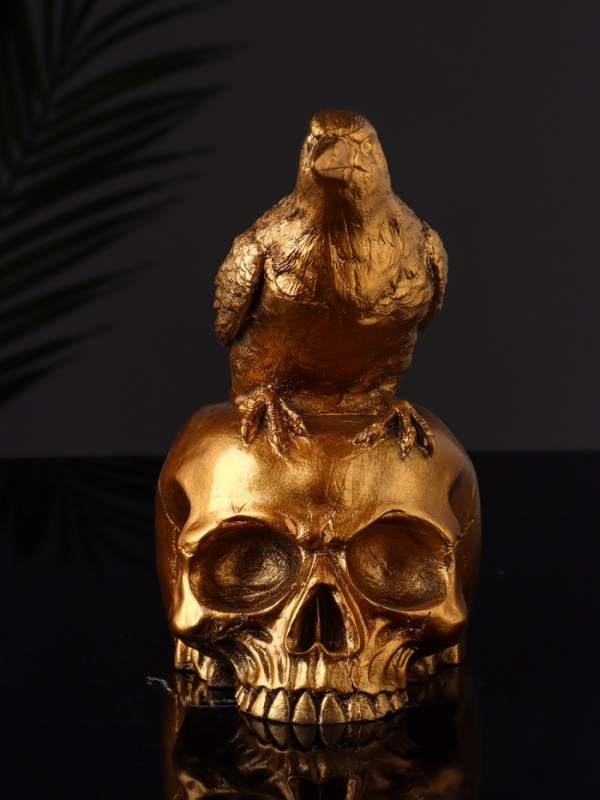 Фигура Фигура "Ворон на черепе" 17х15х15 см, бронза