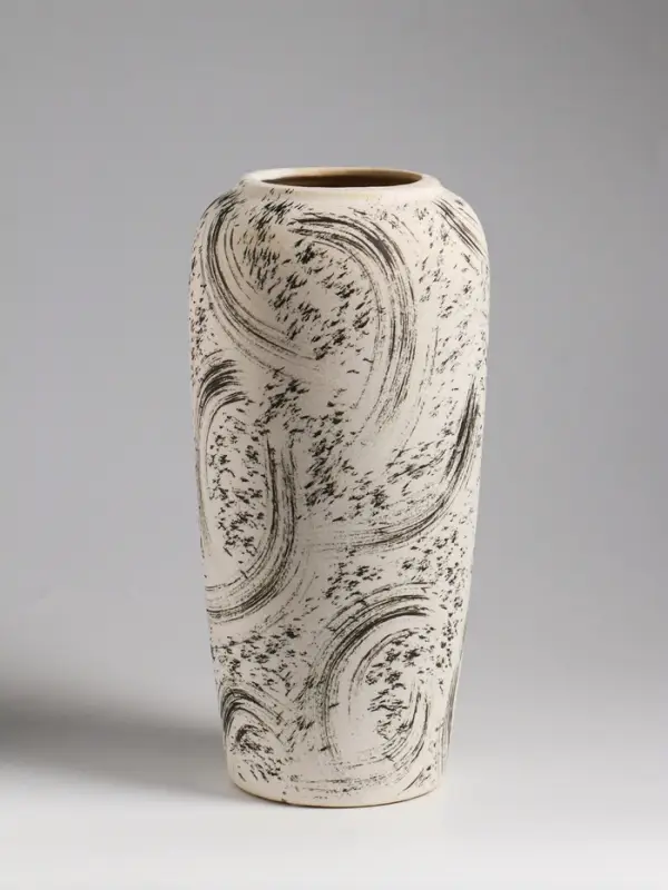 Ваза настольная керамика Ваза настольная керамика "Сэнс" 28,5х13 см, бело-чёрный