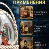 Светодиодная фигура &laquo;Снежная корзинка&raquo;, 20.3&times;15&times;9 см, музыка, от батареек ААх3, USB, свечение тёплое белое