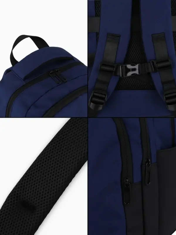 Рюкзак, 27*14*38,5 см, 2 отд 3н/карм, Комби, Водонепрон. дно, синий/черн