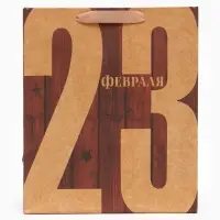Пакет подарочный крафтовый, упаковка, &laquo;23 Февраля&raquo;, ML 23&times;27&times;8 см
