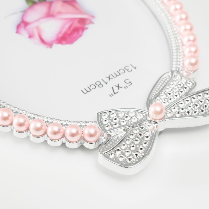 Фоторамка пластик под металл 12х17 см Фоторамка пластик под металл 12х17 см "Бант" жемчуг и стразы 20х14х1,5 см