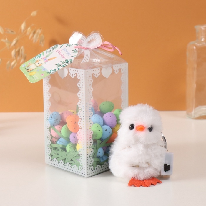 Набор подарочный  Набор подарочный "Цыплёнок белый" яички 50 гр, роса 7х7х12 см