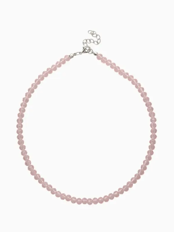 Чокер из бисера «Хрусталь», светло-розовый в серебре, 37 см + 5 см доп, цепочка
