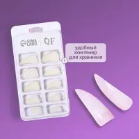 Типсы для наращивания ногтей, 100 шт., форма стилет, короткая контактная зона, в контейнере, молочные