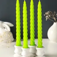Набор свечей витых, 2.3&times;24.5 см, 5 ч, 50 г, 4 шт., зелёный, в подарочной коробке