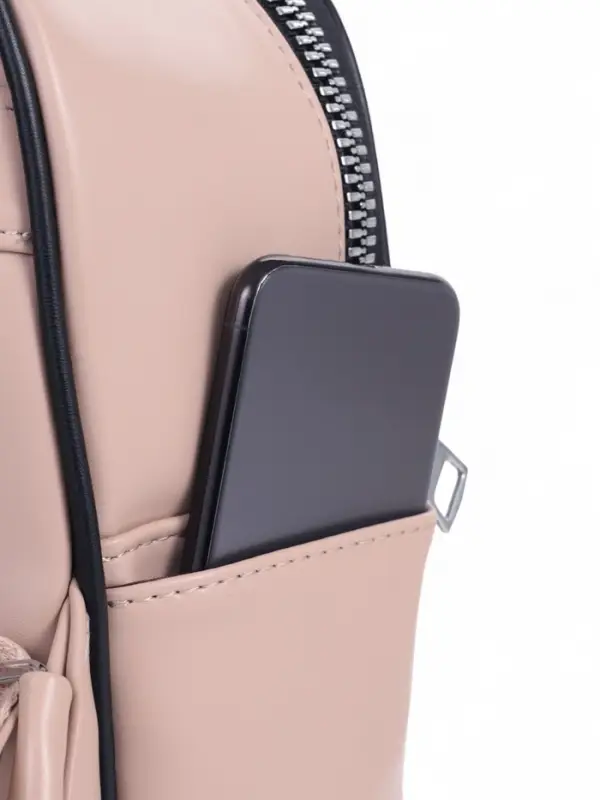 Рюкзак-мини женский на молнии, с карманом, размер 21&times;12&times;27 см, бежевый