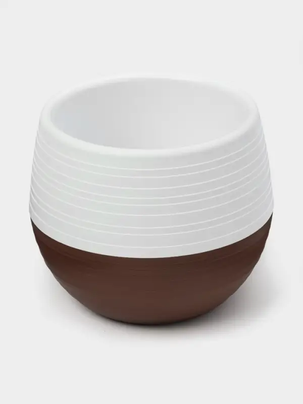 Горшок для цветов &laquo;Япония&raquo;, 1.2 л, d=16 см, h=14 см, пластиковый, бело-коричневый