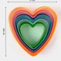 Формы для печенья Доляна &laquo;Сердце&raquo;, набор 5 шт., 10&times;9&times;3.5 см, пластик, МИКС