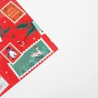 Упаковочная бумага на новый год «Новогодние марки», 70 х 100 см, глянцевая