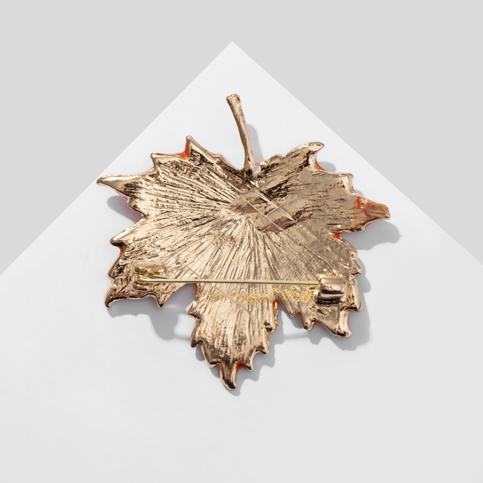 Брошь «Лист» осенняя пора, цвет оранжево-жёлтый в золоте Брошь «Лист» осенняя пора, цвет оранжево-жёлтый в золоте