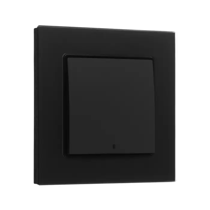 Выключатель TOT Matte Glass, 10 А, 1 клавиша, с подсветкой, скрытый монтаж, стеклянная рамка, чёрный