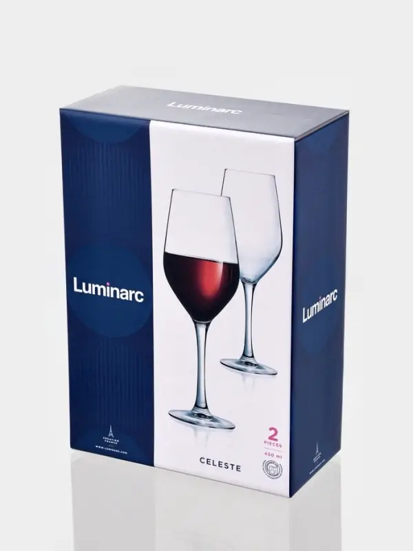 Набор бокалов для вина Luminarc Celeste, 450 мл, размер одного бокала 8&times;24 см, 2 шт., стекло, прозрачный