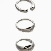 Набор колец 3 шт "Новый стиль" минимализ линий, размер МИКС, цвет серебро