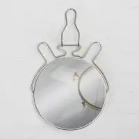 Зеркало настольное, с увеличением х2, настенное, двустороннее, 13.5&times;15 см, (d=11.5 см), металлическое