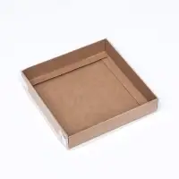 Кондитерская упаковка, крафт с PVC крышкой, 16×16×3 см