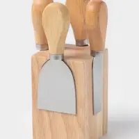 Набор ножей для подачи сыра, 4 шт., на магнитной подставке, 8.5&times;8.5&times;16.5 см, бежевый