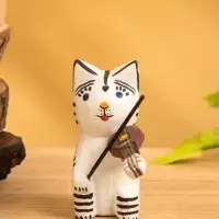 Сувенир «Кот скрипач», 3.5×8×8 см, дерево, белый