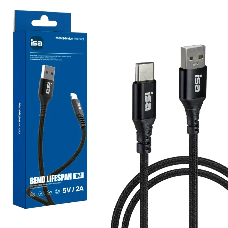 Кабель BX-4 USB на Type-C 1m 2A ISA черный Кабель BX-4 USB на Type-C 1m 2A ISA черный