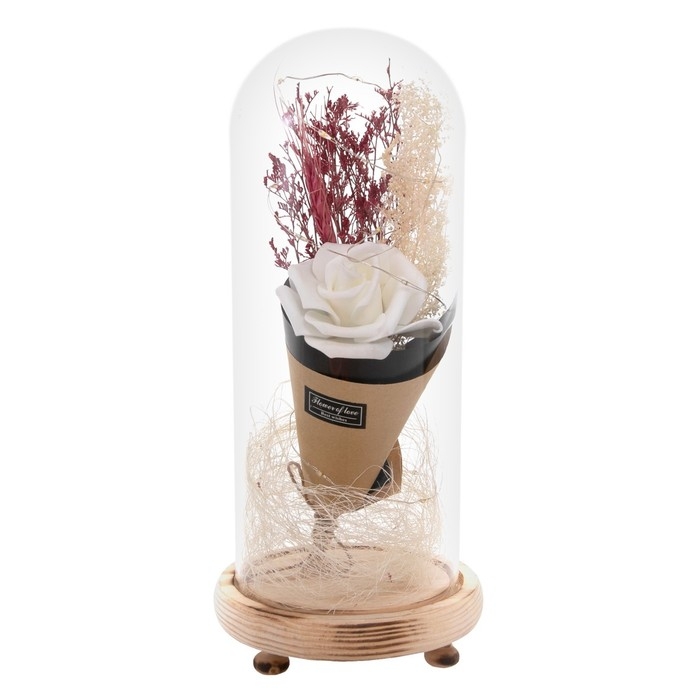 Ночник колба Ночник колба "Белая роза в букете" LED 3ААА 10х10х21 см RISALUX