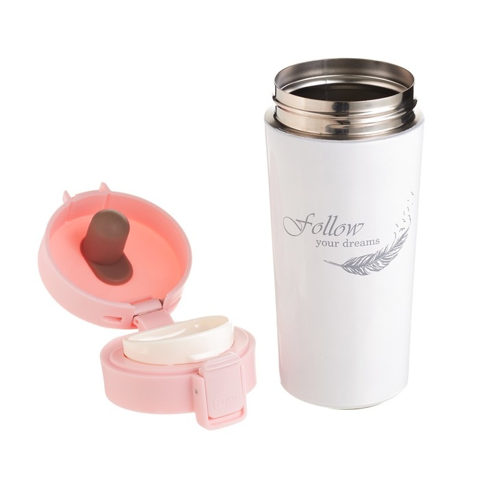 Термокружка, 380 мл, Style Термокружка, 380 мл, Style "Следуй за мечтой", сохраняет тепло 8 ч, 7.5 х 17.5 см