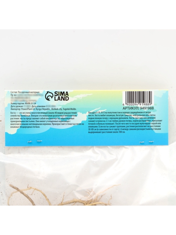 Хоста Guacamole, корневище в пакете с торфогрунтом, р-р I, размер ML,1 шт.