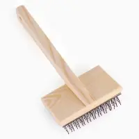 Щетка-пуходёрка деревянная ZOONIK полукруглая, большая с каплей, 85×55 см