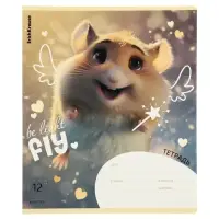 Тетрадь 12 листов в клетку ErichKrause Fluffy, 60 г/м&sup2;, обложка мелованный картон, МИКС