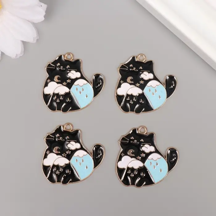 Декор для творчества металл, эмаль Декор для творчества металл, эмаль "Котик-гора" 2,8х2,8 см