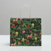Пакет подарочный новогодний крафтовый &laquo;Новогодняя ёлочка&raquo;, 22&times;25&times;12 см