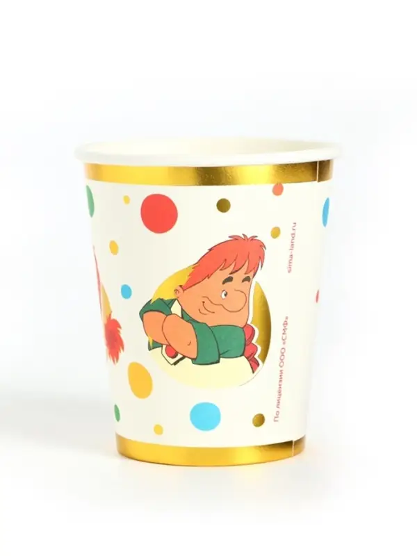 Стакан одноразовый бумажный с тиснением, 250 мл, Союзмультфильм Стакан одноразовый бумажный с тиснением, 250 мл, Союзмультфильм