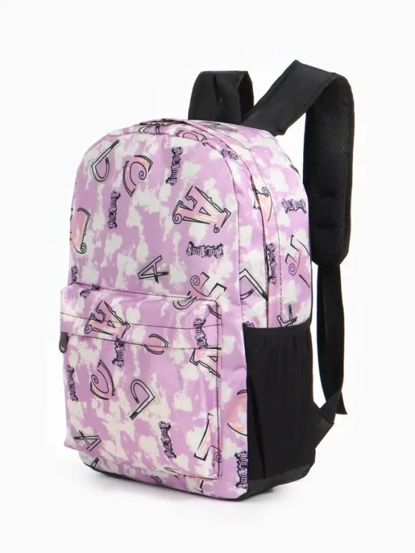 Рюкзак школьный на молнии, с карманами, с принтом, размер 30&times;13&times;42 см, фиолетовый