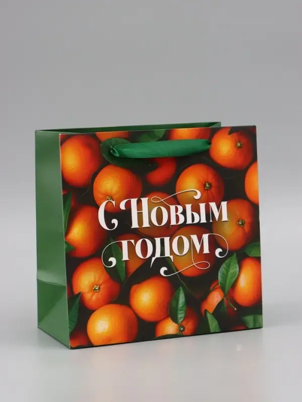 Пакет подарочный &laquo;С Новым годом&raquo;, мандарины, 22&times;22&times;11 см