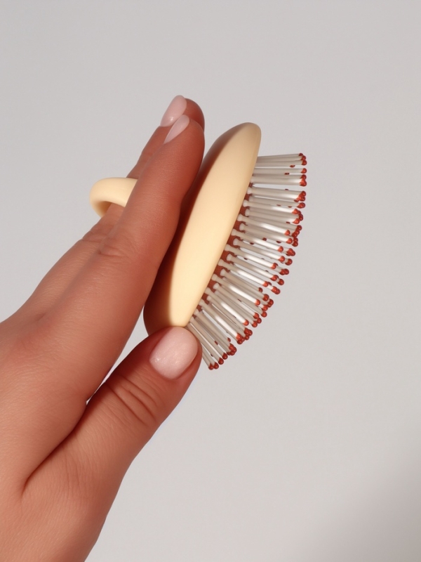 Расческа массажная компактная 8*6,5см пластик/резина пакет QF