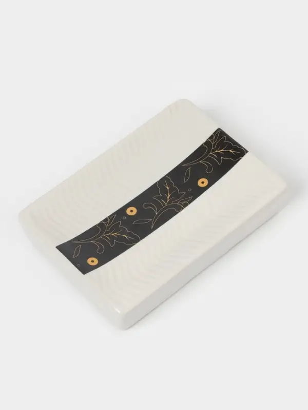 Аксессуары для ванной &laquo;Золотой лист&raquo;, 4 предмета: дозатор 250 мл, мыльница, 2 стакана, белые