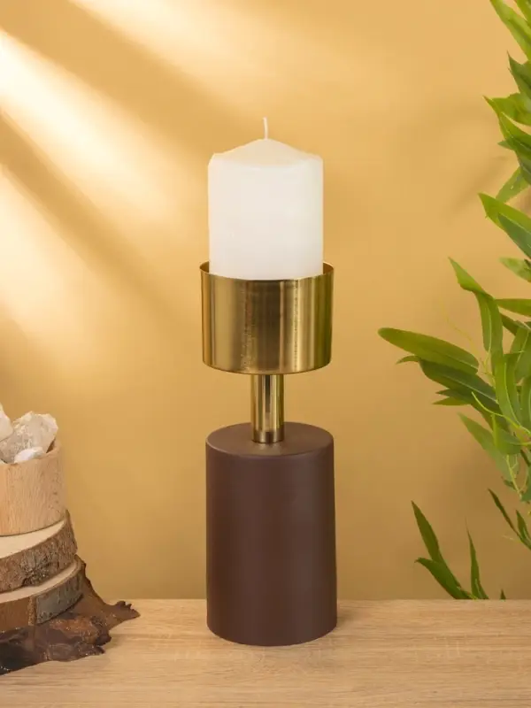 Подсвечник на 1 свечу "Кубок" шоколад с золотом 10х10х28,5 см