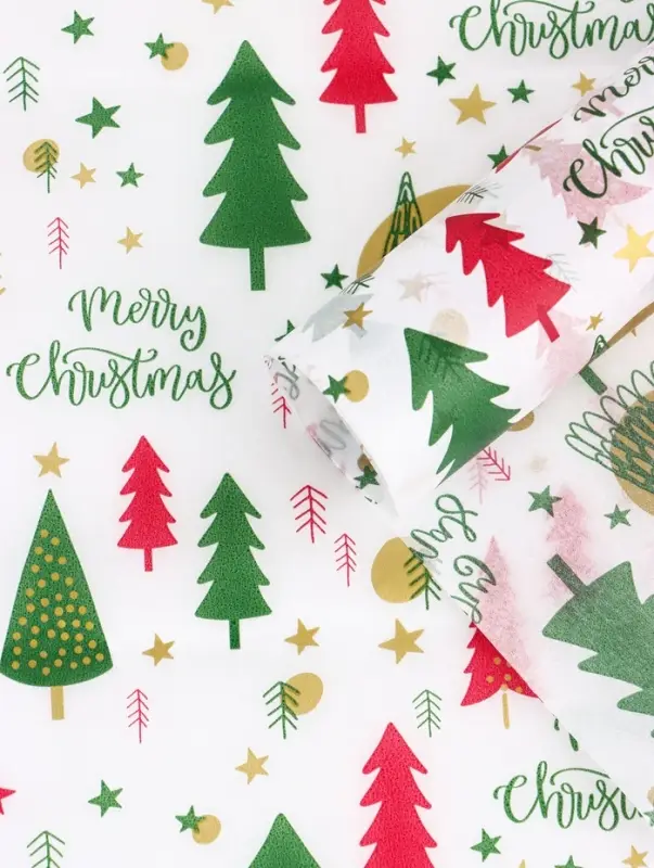 Бумага упаковочная тишью Бумага упаковочная тишью "Зимний лес", белая, 50 х 66 см