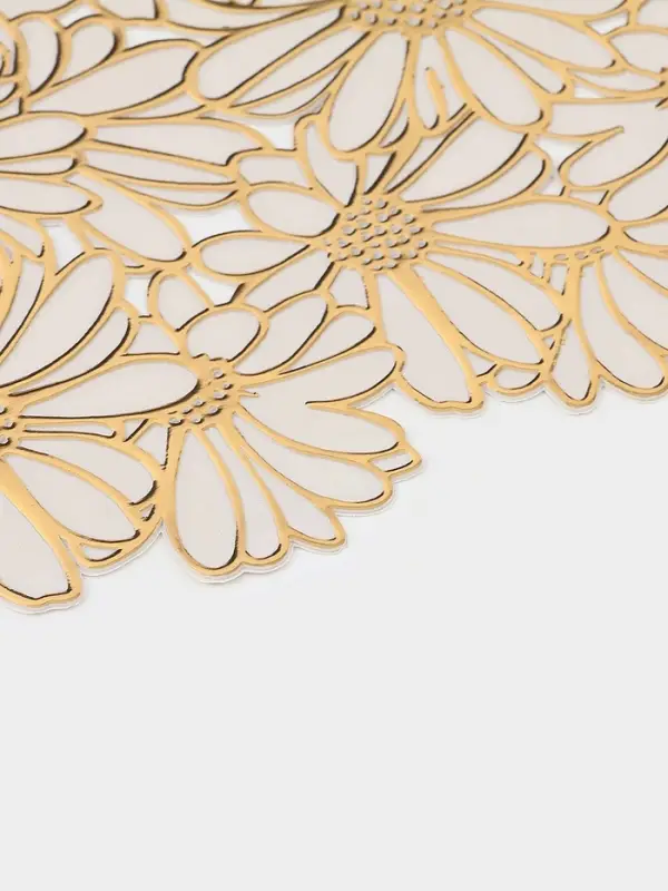 Салфетка сервировочная на стол Доляна, 45&times;30 см, бело-золотая