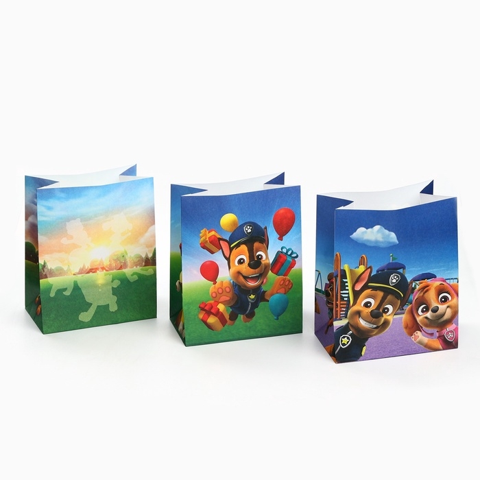 Набор крафтовых пакетов со стикерами, Щенячий патруль, 18х22х12 см Набор крафтовых пакетов со стикерами, Щенячий патруль, 18х22х12 см