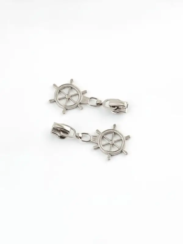 Бегунок для металлической молнии, №3, &laquo;Штурвал&raquo;, 10 шт., цвет никель