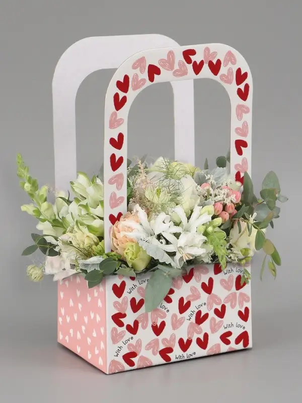 Коробка - переноска для цветов &laquo;С любовью&raquo;, 17&times;12&times;32 см