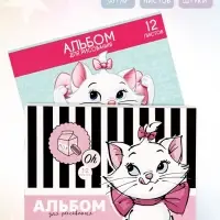 Альбом для рисования на скрепке, А4, 12 листов, 2 штуки, &laquo;Кошечка&raquo;